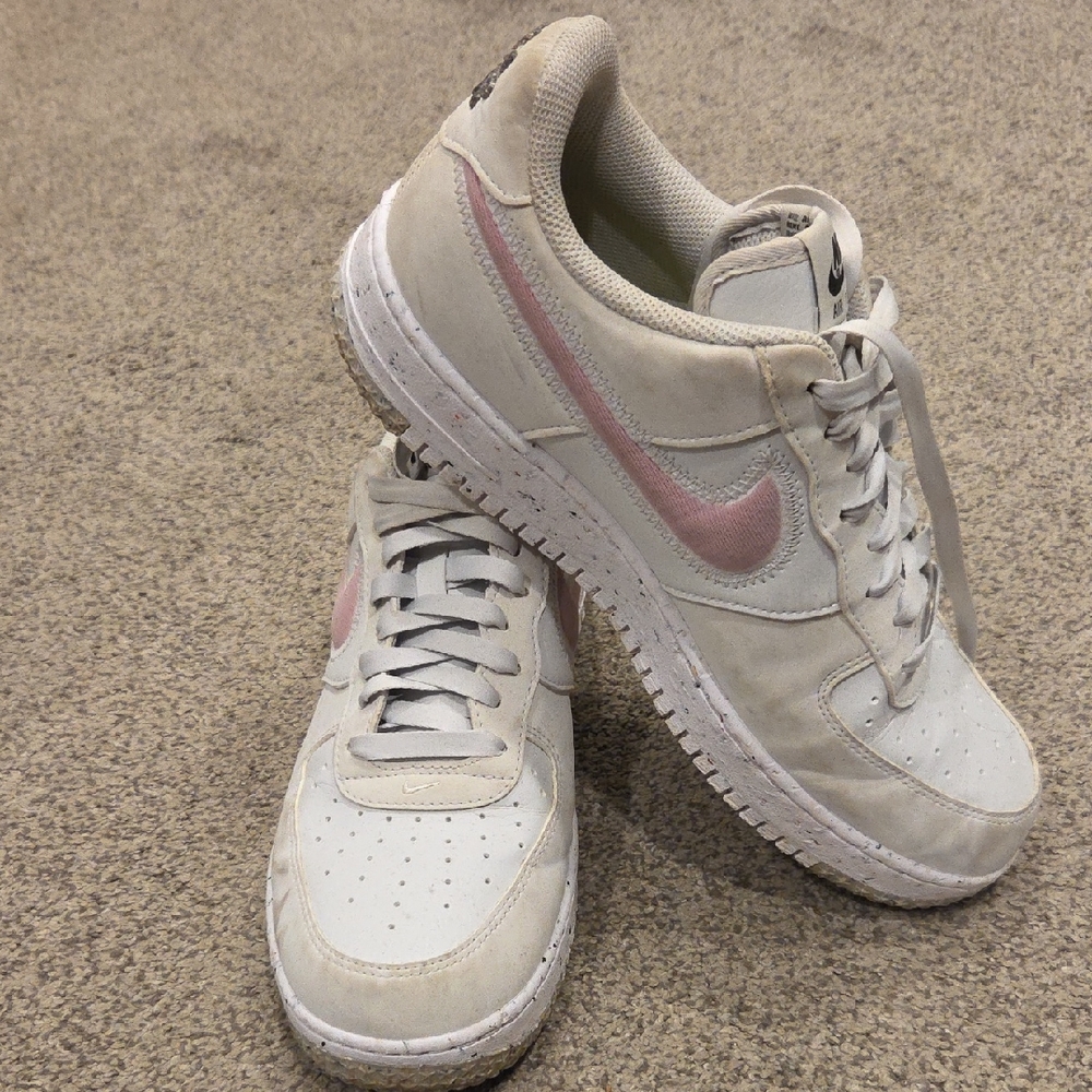 Nike Women's Cream and Pink AF Ones